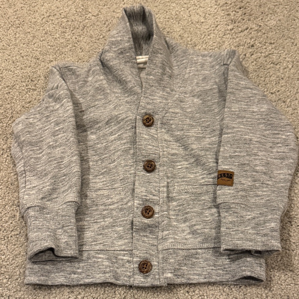 H&M Light Gray Knit Cardigan with Shawl Collar